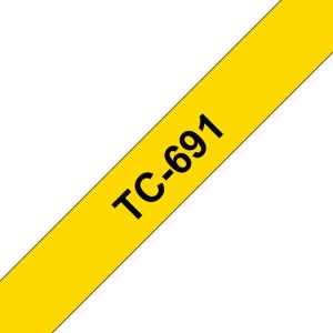 Tape 9mm Lami Black On Yellow (tc691)                                                                tape 7,7m laminated