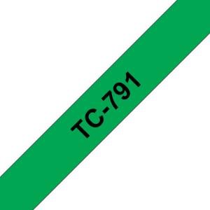 Tape 9mm Lami Black On Green (tc791)                                                                 tape 7,7m laminated