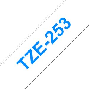 Tape 24mm Lami Blue On White (tze-253)                                                               tape 8m laminated