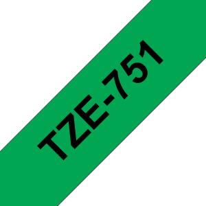 Tape 24mm Lami Black On Green (tze-751)                                                              tape 8m laminated