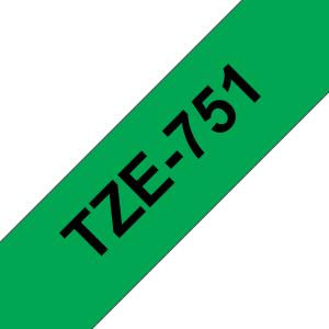 Tape 24mm Lami Black On Green (tze-751)                                                              tape 8m laminated