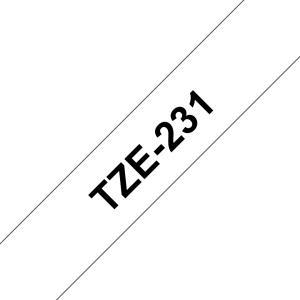 Tape 12mm Lami Black On White (tze-231)                                                              tape 8m laminated