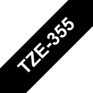 Tape 24mm Lami White On Black (tze-355)                                                              tape 8m laminated