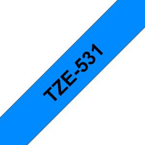 Tape 12mm Lami Black On Blue (tze-531)                                                               tape 8m laminated