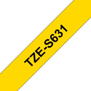 Tape 12mm Black On Yellow Strong Adhesive (tze-s631)                                                 tape 8m laminated