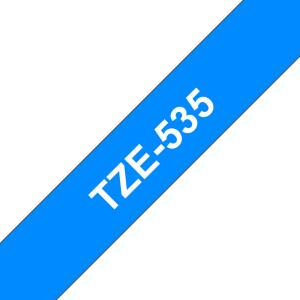 Tape 12mm Lami White On Blue (tze-535)                                                               tape 8m laminated