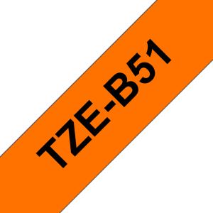 Tape 24mm Lami Black On Orange Fluorescent (tze-b51)                                                 tape 5m laminated