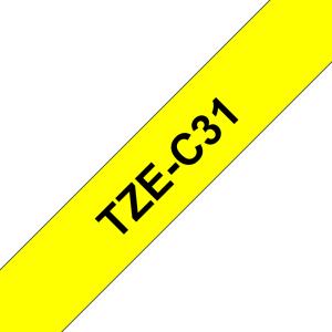 Tape 12mm Lami Black On Yellow Fluorescent (tze-c31)                                                 tape 5m laminated