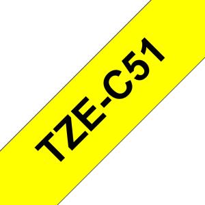 Tape 24mm Lami Black On Yellow Fluorescent (tze-c51)                                                 tape 5m laminated
