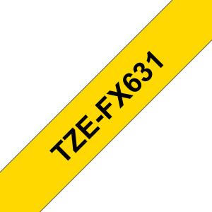 Flexible Tape 12mm Black On Yellow (tze-fx631)                                                       tape 8m laminated