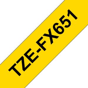 Flexible Tape 24mm Black On Yellow (tze-fx651)                                                       tape 8m laminated