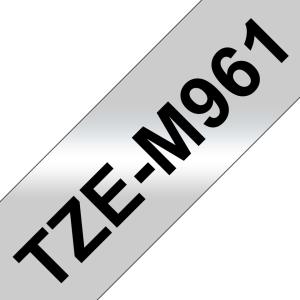 Tape 36mm Mat Metalic Black On Silver (tze-m961)                                                     tape 8m laminated
