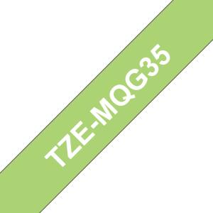 Tape 12mm Matt White On Lime Green (tze-mqg35)                                                       tape 5m laminated