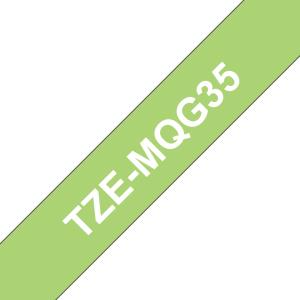 Tape 12mm Matt White On Lime Green (tze-mqg35)                                                       tape 5m laminated