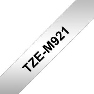 Tape 9mm Metallic Black On Silver (tze-m921)                                                         tape 8m laminated