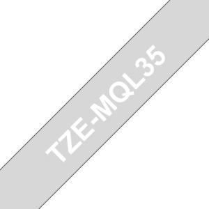 Tape 12mm Matt White On Light Gray (tze-mql35)                                                       tape 5m laminated