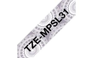 Tape Tze-mpsl31 12mm Black On Silver Lace                                                            tape 4m laminated