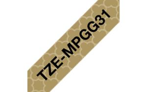 Tape Tze-mpgg31 12mm Black On Gold Geometrics                                                        tape 4m laminated geometric