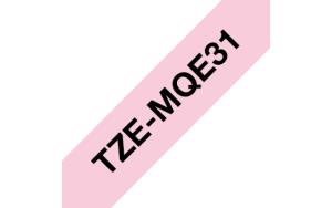 Tape Tze-mqe31 12mm Black On Pink Pastel                                                             pastel tape 4m laminated