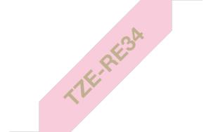 Tape Tze-re34 12mm Ribbon Gold On Pink                                                               tape 4m non adhesive