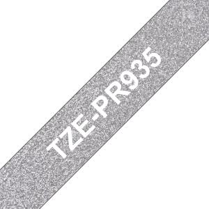 Tape Tze-pr935 12mm Ribbon Silver-white tape 8m laminated