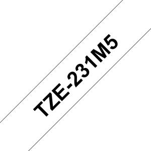 Tape Tze-231 12mm Lami Black On White 5pk tape 8m laminated white-black