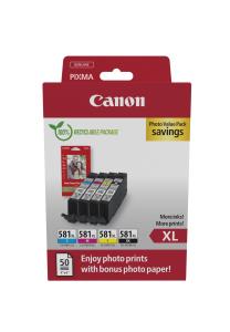 Ink Cartridge - cli-581xl Bk/c/m/y Photo Value ink+photo paper (4) cmyk HC w/o SEC