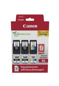 Ink Cartridge - Pg-560xlx2/cl-561xl Pvp - High Capacity - Value Pack Pixma TS TR ink+photo paper (3) blk-col