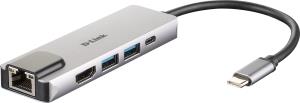 Hub Dub-m520 5-in-1 USB-c With Hdmi / Ethernet And Power Delivery DUB-M520 Thunderbolt 3 RJ45 5in1 black