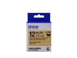 Labelworks Lk-4kbk Label Tape Black On Gold Roll (1.2 Cm X 5 M) 1 Roll(s)                            LK4KBK tape 5m satin ribbon