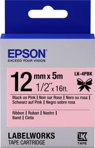 Tape Lk-4pbk Satin 12mm 5m Black/pink                                                                LK4PBK tabe 5m satin ribbon