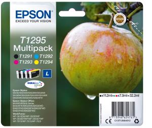 Ink Cartridge - T1295 Apple - 3x7ml - Cyan/ Magenta / Yellow - 11.2ml Black 385bk/474c/378m/616ypages 1x11,2/3x7 ml