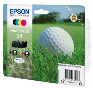 Ink Cartridge - 34 Golf Ball - Black - C/ M/ Y/ K 1x350/3x300pages 1x6,1/3x4,2 ml