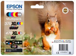 Ink Cartridge - 378xl + 478xl Squirrel - Grey/ Black/ Yellow/ Cyan/ Magenta/ Red (6) cmyk gy/r HC 500bk/5x830/200gy/830r