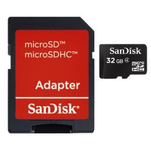 SanDisk Micro Sdhc Card 32GB + Adapter Mobile SDSDQB-032G-B35 class 4 + adaptor