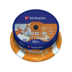 DVD-r Media 4.7GB 16x 25-pk With Spindle 43538 spindle inkjet printable