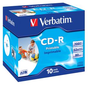 Cdr Recorder Media 700MB 80min 52x Datalife Plus Fast Dry Printable 10-pk With Jewel Case 43325  jewel case inkjet printable