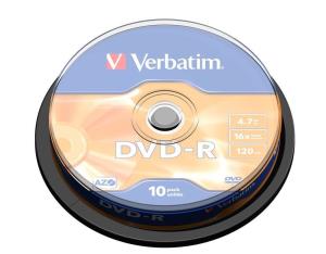 DVD-r Media 4.7GB 16x 10-pk With Spindle                                                             43523 spindle matt silver