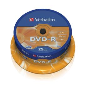 DVD-r Media 4.7GB 16x 25-pk With Spindle                                                             43522 spindle matte silver