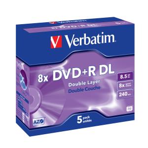 DVD+r Media 8.5GB 8x Double Layer 5-pk                                                               43541 jewel case matt silver