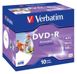 DVD+r Media 4.7GB 16x Photo Printable 10-pk With Jewel Case                                          43508 jewel case inkjet printable