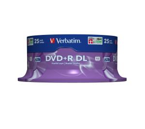 DVD+r Media 8.5GB 8x Double Layer Matt Silver Spindle 25-pk                                          43757 spindle matt silver