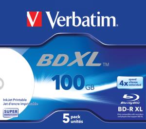 Bd-r Xl 100GB 4x Wide White Inkjet Printable 5-pk                                                    43789 Jewel Case