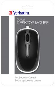 Optical Desktop Mouse USB 2.0 Black ambidextrous cable optical black