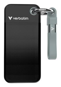 Pocket SSD with Keyring and Cable attachment - 1TB - USB 3.2 Gen 2 - Black/Grey 32190 USB 3.2 GEN 2 external black-grey