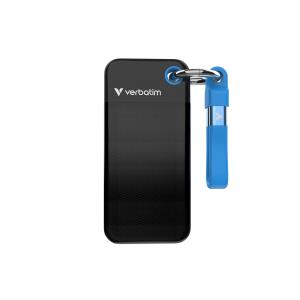 Pocket SSD with Keyring and Cable attachment - 2TB - USB 3.2 Gen 2 - Black/Blue 32195 USB 3.2 GEN 2 external black-black