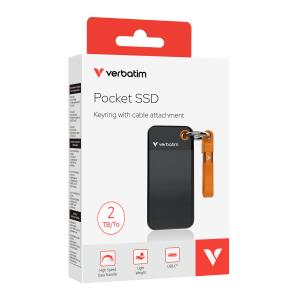 Pocket SSD with Keyring and Cable attachment - 2TB - USB 3.2 Gen 2 - Black/Orange 32197 USB 3.2 GEN 2 extern black-orange