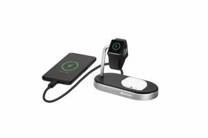 3-in-1 Charging Stand Wired and Wireless Charging for your Apple watch and iPhone Charging station wireless QC 3.0 black