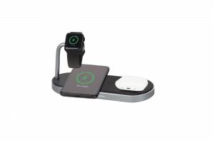 3-in-1 Dual Charging Pad Wireless Charging For Your Apple Watch And 2 iPhones Charging station wireless black