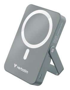 Charge 'n' Go Magnetic Wireless Charging Power Bank Glass with Stand 10000 mAh - Gray Powerbank Accu 10.000 mA wireless grey